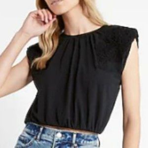 Lace Strong Shoulder Crop Top Size Large, Express